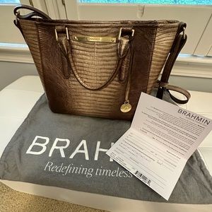 Brahmin Mini Arno Sable Lizard Crossbody Satchel